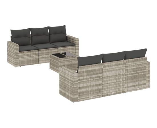 vidaXL vidaXL 7-cz. zestaw wypoczynkowy do ogrodu, z poduszkami, jasnoszary Dārza mēbeļu komplekti