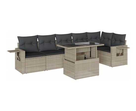 vidaXL vidaXL 7-cz. zestaw wypoczynkowy do ogrodu, z poduszkami, jasnoszary Dārza mēbeļu komplekti