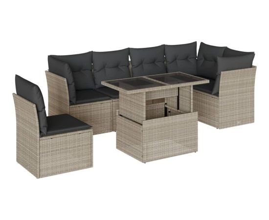 vidaXL vidaXL 7-cz. zestaw wypoczynkowy do ogrodu, z poduszkami, jasnoszary Dārza mēbeļu komplekti