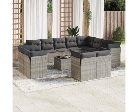 vidaXL vidaXL 13-cz. zestaw mebli ogrodowych, z poduszkami, jasnoszary Dārza mēbeļu komplekti