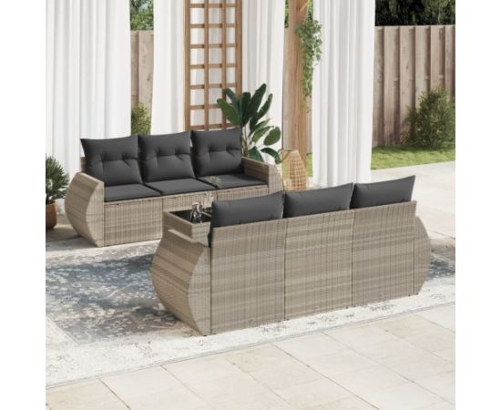 vidaXL vidaXL 7-cz. zestaw wypoczynkowy do ogrodu, z poduszkami, jasnoszary Dārza mēbeļu komplekti