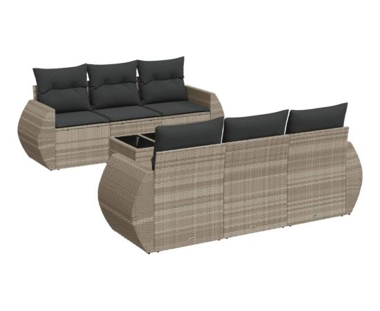 vidaXL vidaXL 7-cz. zestaw wypoczynkowy do ogrodu, z poduszkami, jasnoszary Dārza mēbeļu komplekti