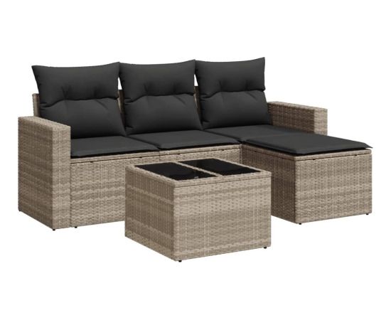 vidaXL vidaXL 5-cz. zestaw mebli do ogrodu, poduszki, jasnoszary rattan PE Dārza mēbeļu komplekti