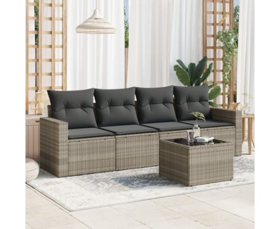 vidaXL vidaXL 5-cz. zestaw mebli do ogrodu, poduszki, jasnoszary rattan PE Dārza mēbeļu komplekti