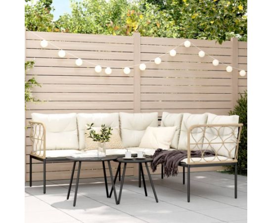 vidaXL vidaXL Ogrodowy zestaw mebli z poduszkami, czarny, stal i textilene Dārza mēbeļu komplekti