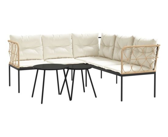 vidaXL vidaXL Ogrodowy zestaw mebli z poduszkami, czarny, stal i textilene Dārza mēbeļu komplekti