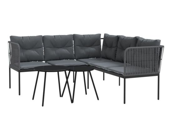 vidaXL vidaXL Ogrodowy zestaw mebli z poduszkami, czarny, stal i textilene Dārza mēbeļu komplekti