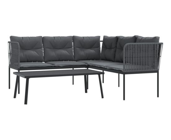 vidaXL vidaXL Ogrodowy zestaw mebli z poduszkami, czarny, stal i textilene Dārza mēbeļu komplekti