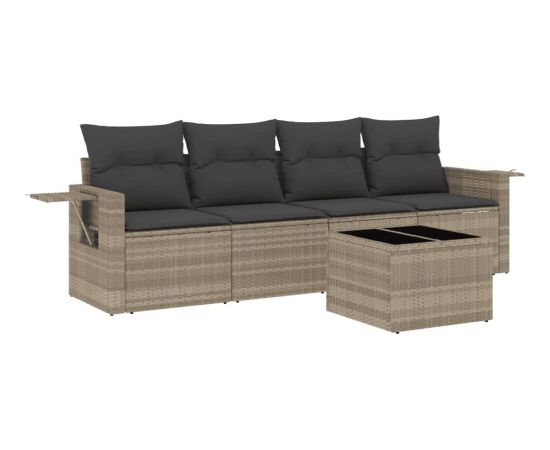 vidaXL vidaXL 5-cz. zestaw mebli do ogrodu, poduszki, jasnoszary rattan PE Dārza mēbeļu komplekti