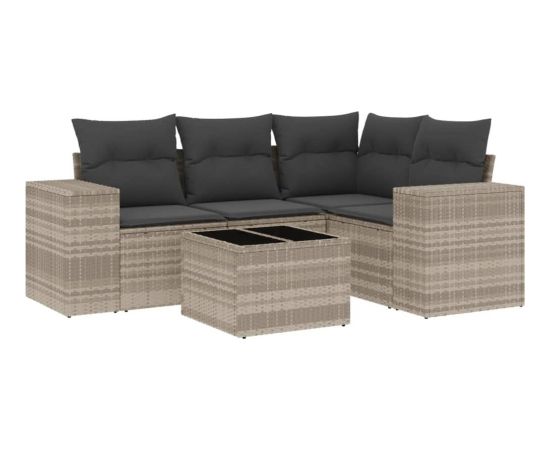 vidaXL vidaXL 5-cz. zestaw mebli do ogrodu, poduszki, jasnoszary rattan PE Dārza mēbeļu komplekti