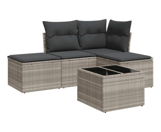 vidaXL vidaXL 5-cz. zestaw mebli do ogrodu, poduszki, jasnoszary rattan PE Dārza mēbeļu komplekti