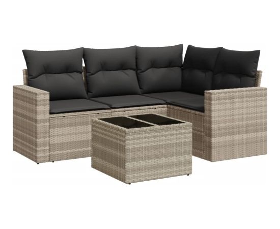vidaXL vidaXL 5-cz. zestaw mebli do ogrodu, poduszki, jasnoszary rattan PE Dārza mēbeļu komplekti