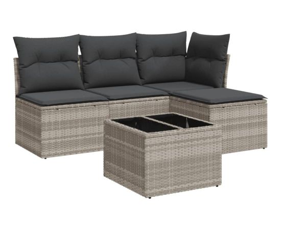 vidaXL vidaXL 5-cz. zestaw mebli do ogrodu, poduszki, jasnoszary rattan PE Dārza mēbeļu komplekti