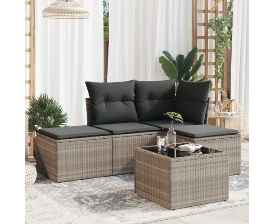 vidaXL vidaXL 5-cz. zestaw mebli do ogrodu, poduszki, jasnoszary rattan PE Dārza mēbeļu komplekti