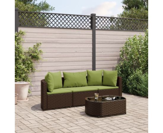 vidaXL vidaXL 4-cz zestaw wypoczynkowy do ogrodu, poduszki, brązowy rattan PE Dārza mēbeļu komplekti