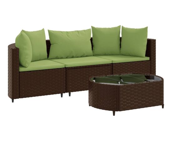 vidaXL vidaXL 4-cz zestaw wypoczynkowy do ogrodu, poduszki, brązowy rattan PE Dārza mēbeļu komplekti