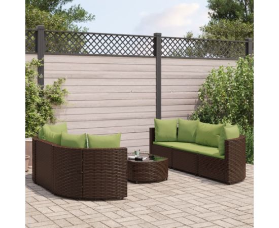 vidaXL vidaXL 7-cz. zestaw wypoczynkowy do ogrodu, z poduszkami, brązowy Dārza mēbeļu komplekti