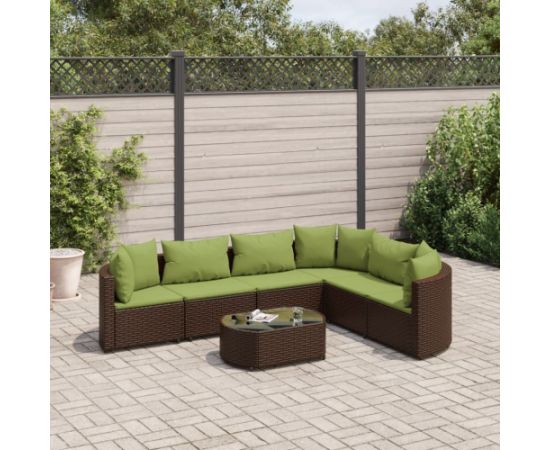 vidaXL vidaXL 7-cz. zestaw wypoczynkowy do ogrodu, z poduszkami, brązowy Dārza mēbeļu komplekti