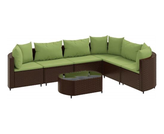 vidaXL vidaXL 7-cz. zestaw wypoczynkowy do ogrodu, z poduszkami, brązowy Dārza mēbeļu komplekti