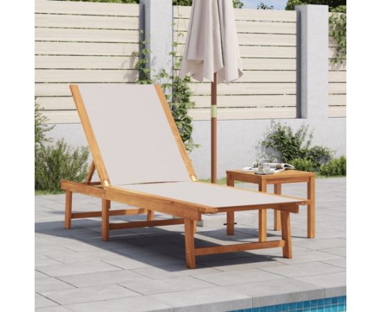 vidaXL vidaXL Leżak, szary, lite drewno akacjowe i textilene Шезлонги и пляжные стулья