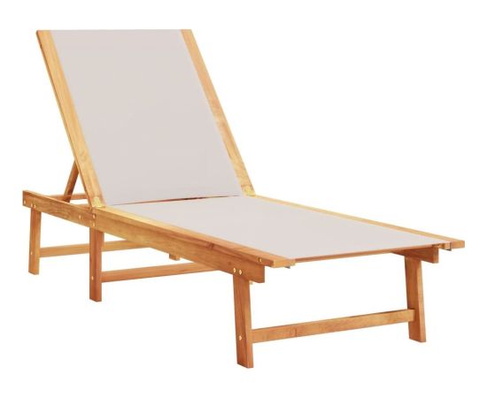 vidaXL vidaXL Leżak, szary, lite drewno akacjowe i textilene Шезлонги и пляжные стулья