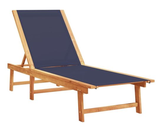 vidaXL vidaXL Leżak, niebieski, lite drewno akacjowe i textilene Шезлонги и пляжные стулья
