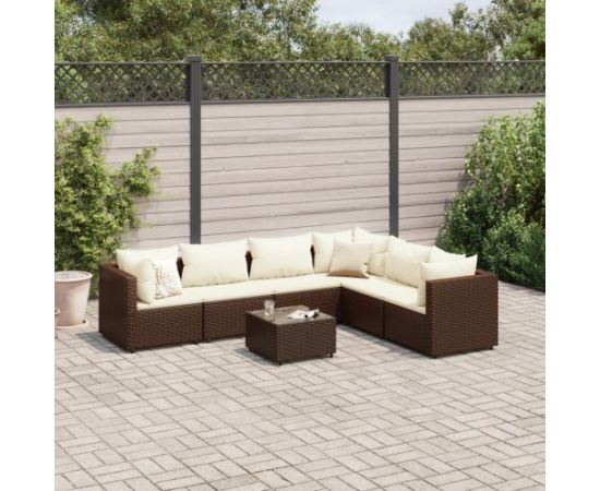 vidaXL vidaXL 7-cz. zestaw wypoczynkowy do ogrodu, z poduszkami, rattan PE Dārza mēbeļu komplekti