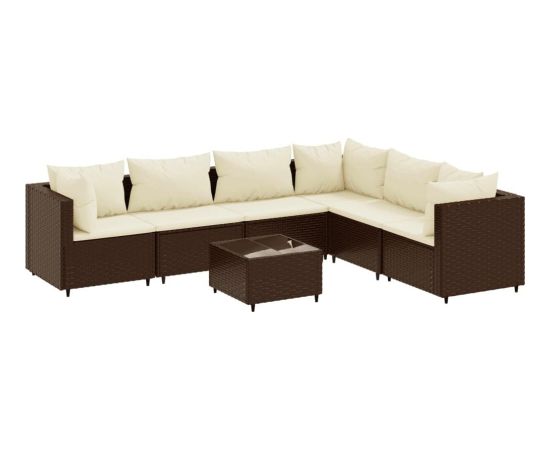 vidaXL vidaXL 7-cz. zestaw wypoczynkowy do ogrodu, z poduszkami, rattan PE Dārza mēbeļu komplekti