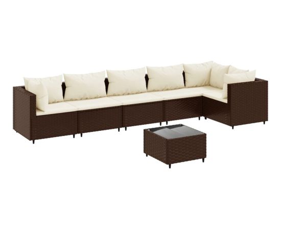 vidaXL vidaXL 7-cz. zestaw wypoczynkowy do ogrodu, z poduszkami, rattan PE Dārza mēbeļu komplekti