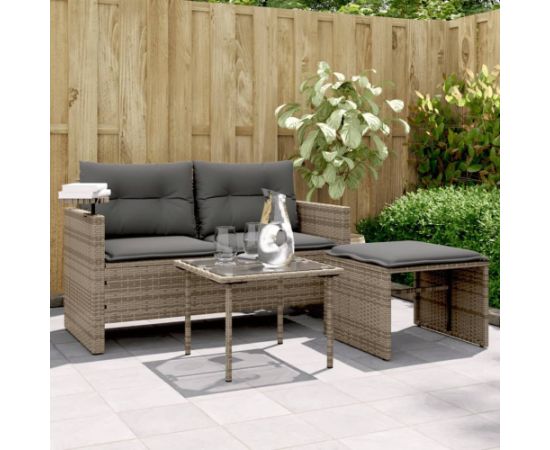 vidaXL vidaXL 3-częściowa sofa do ogrodu, z poduszkami, szara, polirattanowa Dārza mēbeļu komplekti