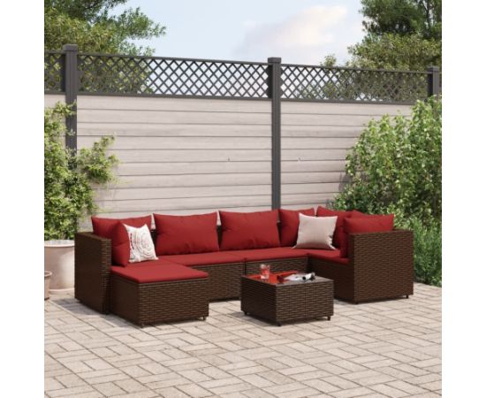 vidaXL vidaXL 7-cz. zestaw wypoczynkowy do ogrodu, z poduszkami, rattan PE Dārza mēbeļu komplekti