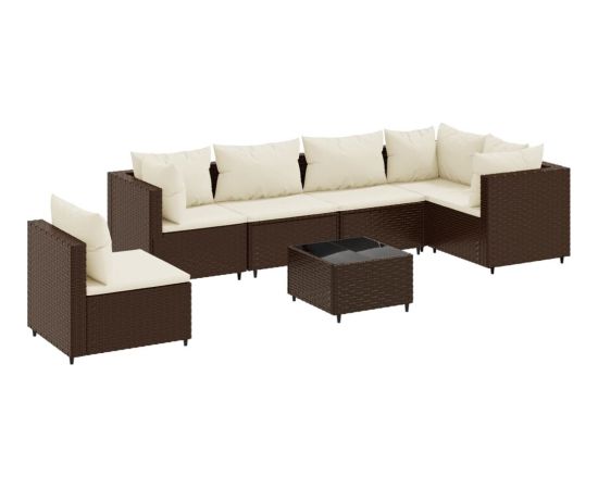 vidaXL vidaXL 7-cz. zestaw wypoczynkowy do ogrodu, z poduszkami, rattan PE Dārza mēbeļu komplekti