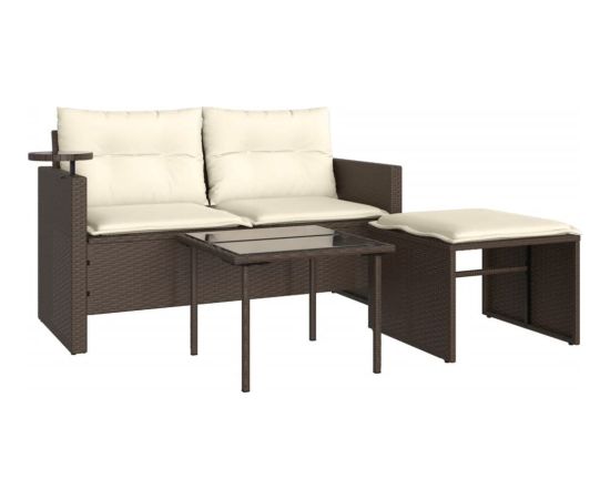 vidaXL vidaXL 3-cz. zestaw wypoczynkowy do ogrodu, poduszki, brąz, polirattan Dārza mēbeļu komplekti