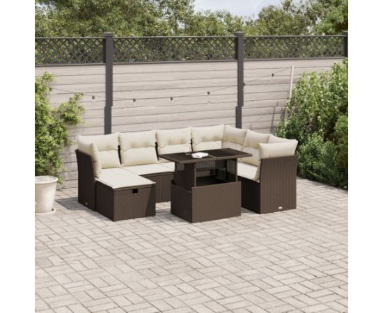 vidaXL vidaXL 8-cz. zestaw wypoczynkowy do ogrodu, z poduszkami, brązowy Dārza mēbeļu komplekti