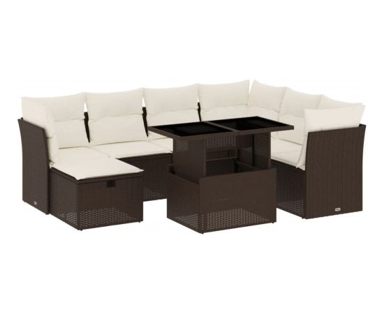 vidaXL vidaXL 8-cz. zestaw wypoczynkowy do ogrodu, z poduszkami, brązowy Dārza mēbeļu komplekti