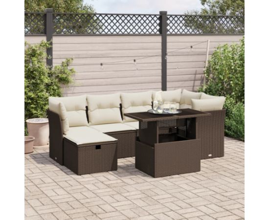 vidaXL vidaXL 7-cz. zestaw wypoczynkowy do ogrodu, z poduszkami, brązowy Dārza mēbeļu komplekti