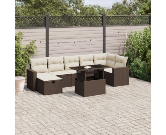 vidaXL vidaXL 8-cz. zestaw wypoczynkowy do ogrodu, z poduszkami, brązowy Dārza mēbeļu komplekti