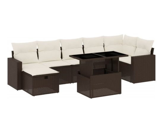 vidaXL vidaXL 8-cz. zestaw wypoczynkowy do ogrodu, z poduszkami, brązowy Dārza mēbeļu komplekti