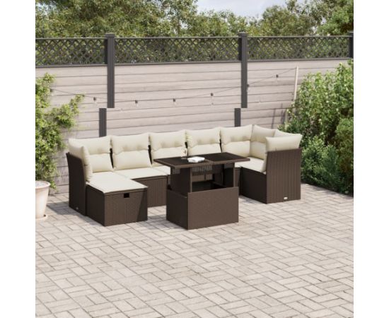 vidaXL vidaXL 8-cz. zestaw wypoczynkowy do ogrodu, z poduszkami, brązowy Dārza mēbeļu komplekti