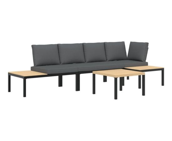 vidaXL vidaXL 4-cz. zestaw mebli do ogrodu, z poduszkami, czarne aluminium Dārza mēbeļu komplekti