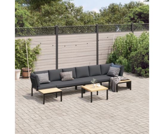 vidaXL vidaXL 5-cz. zestaw mebli do ogrodu, z poduszkami, czarne aluminium Dārza mēbeļu komplekti