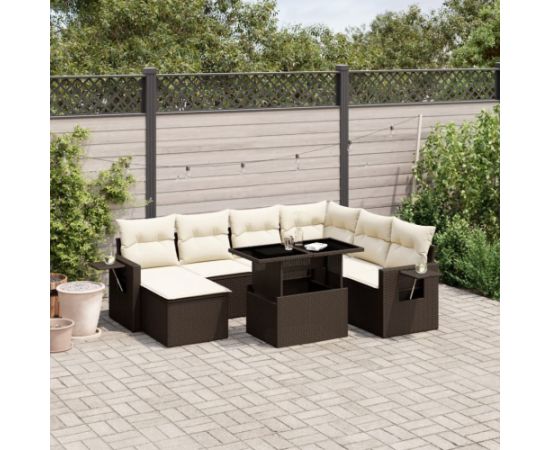 vidaXL vidaXL 8-cz. zestaw wypoczynkowy do ogrodu, z poduszkami, brązowy Dārza mēbeļu komplekti