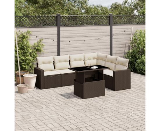 vidaXL vidaXL 7-cz. zestaw wypoczynkowy do ogrodu, z poduszkami, brązowy Dārza mēbeļu komplekti