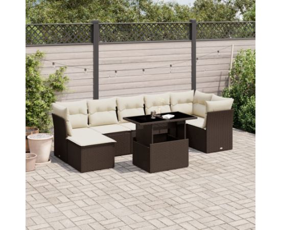 vidaXL vidaXL 8-cz. zestaw wypoczynkowy do ogrodu, z poduszkami, brązowy Dārza mēbeļu komplekti