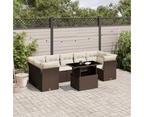 vidaXL vidaXL 8-cz. zestaw wypoczynkowy do ogrodu, z poduszkami, brązowy Dārza mēbeļu komplekti