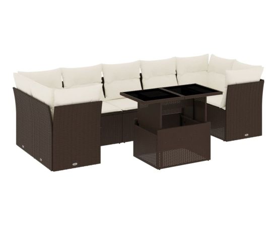 vidaXL vidaXL 8-cz. zestaw wypoczynkowy do ogrodu, z poduszkami, brązowy Dārza mēbeļu komplekti