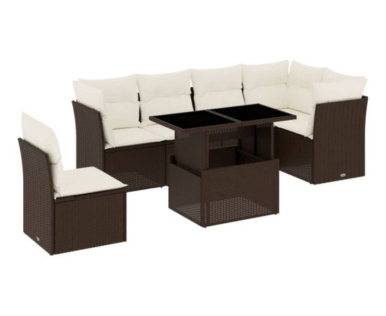 vidaXL vidaXL 7-cz. zestaw wypoczynkowy do ogrodu, z poduszkami, brązowy Dārza mēbeļu komplekti