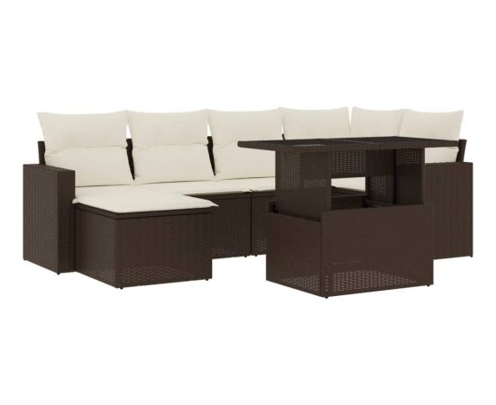 vidaXL vidaXL 7-cz. zestaw wypoczynkowy do ogrodu, z poduszkami, brązowy Dārza mēbeļu komplekti