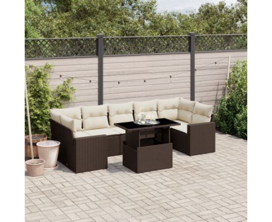 vidaXL vidaXL 8-cz. zestaw wypoczynkowy do ogrodu, z poduszkami, brązowy Dārza mēbeļu komplekti