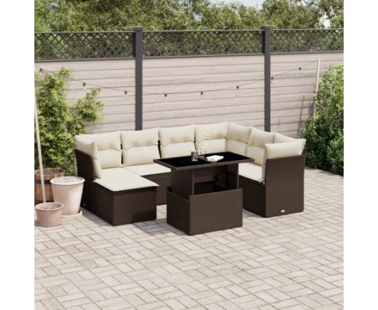 vidaXL vidaXL 8-cz. zestaw wypoczynkowy do ogrodu, z poduszkami, brązowy Dārza mēbeļu komplekti